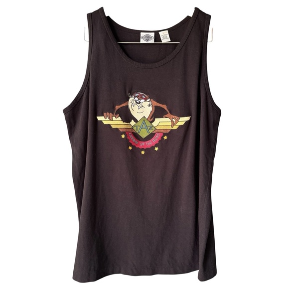 acme clothing co. Tops - Vintage Looney Tunes Tank Top Cotton Size Large Embroidered Graphic Taz Devil